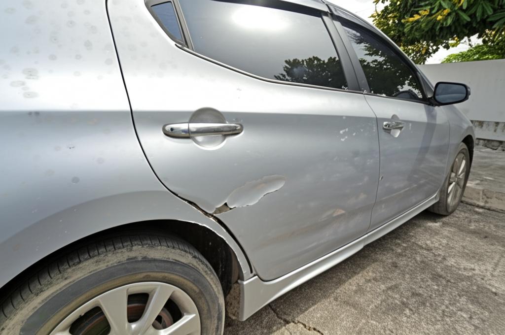 Car parked outdoors under intense sun in Thailand, showing potential for paint fading.