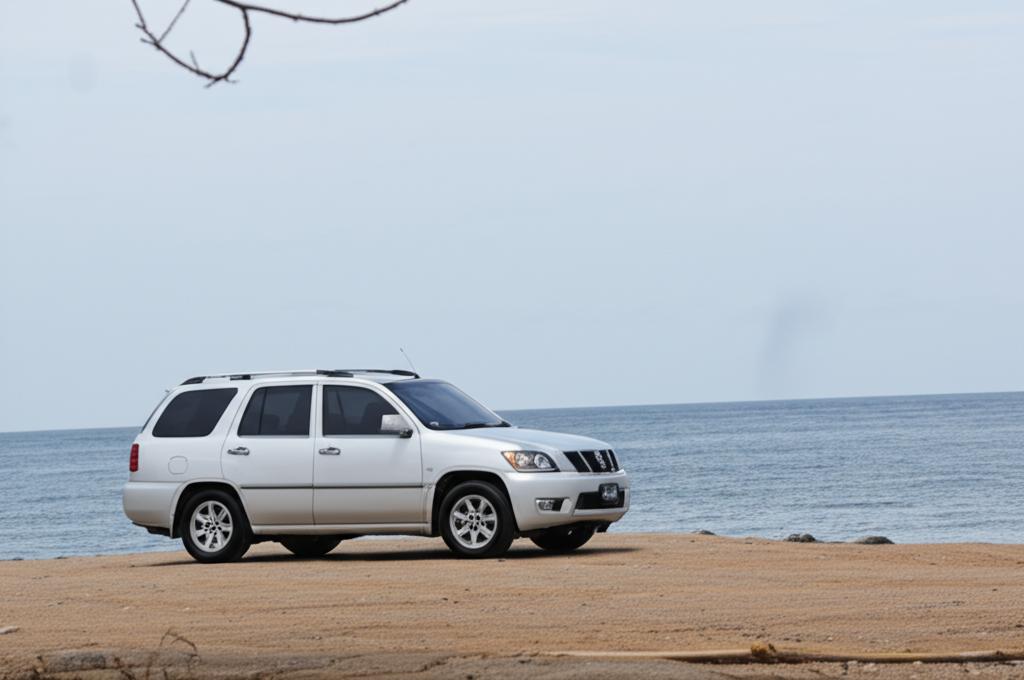 Luxury car parked near the coast in Thailand, showing potential environmental exposure
