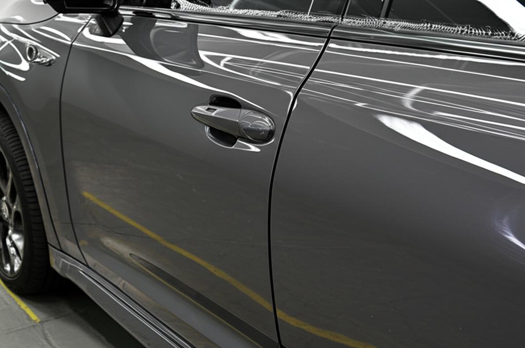A car with TPU film, showcasing its glossy and protected finish