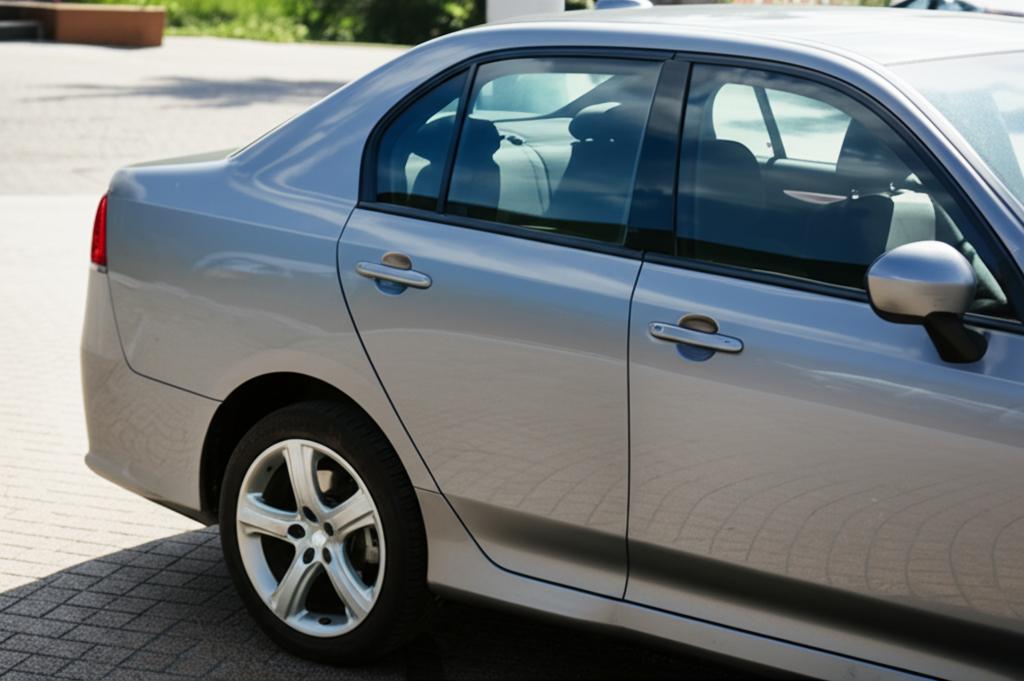 A car with a perfectly protected paint finish, sparkling clean and ready for a road trip under a sunny sky.