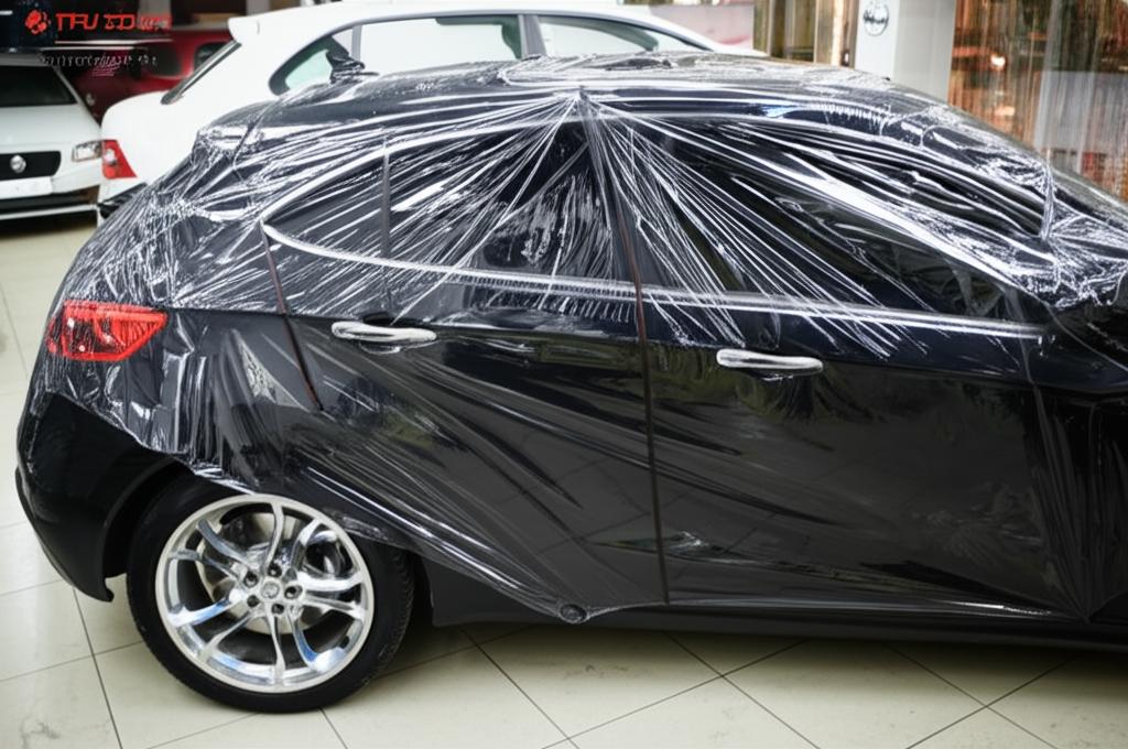 Shiny electric vehicle with perfect paintwork, reflecting its surroundings