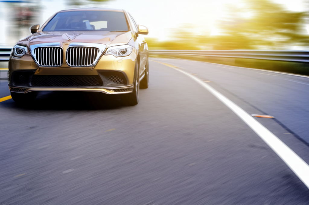 Beautifully wrapped luxury car driving on a scenic road in Thailand, showcasing the perfect finish.