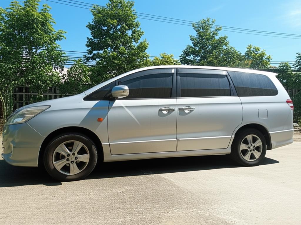 MPV parked under intense sun in Thailand, showing signs of weather exposure