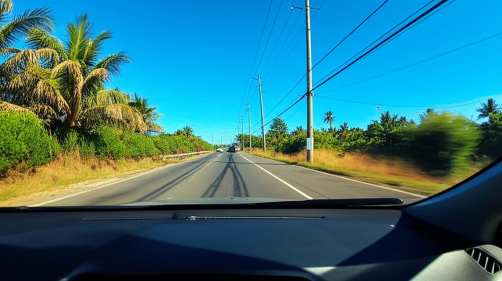 Car driving in hot sunny weather in Thailand
