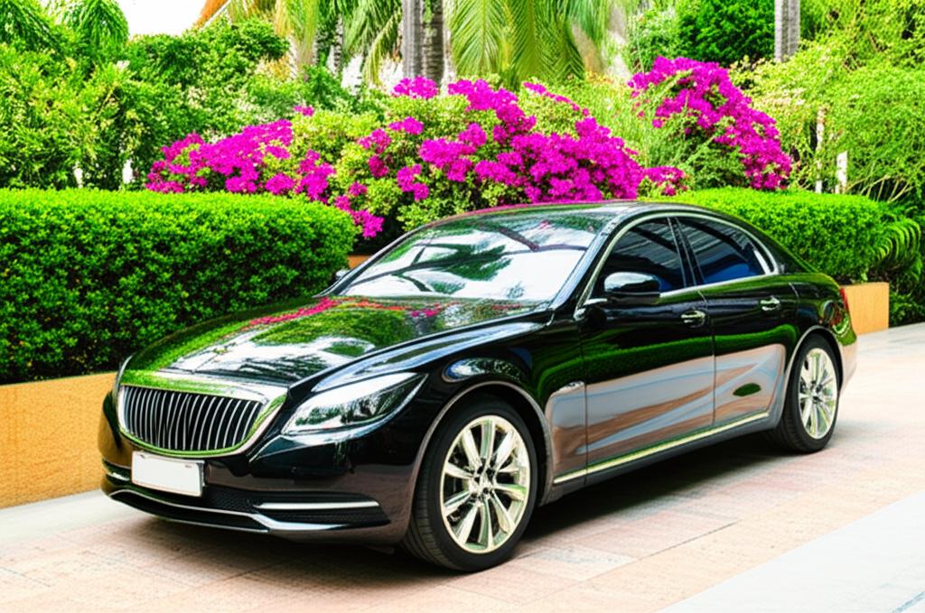 Luxury car parked beautifully in Thailand, hinting at the need for protection.