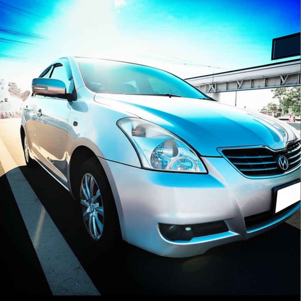 Car parked under intense Thai sun with heat waves visible