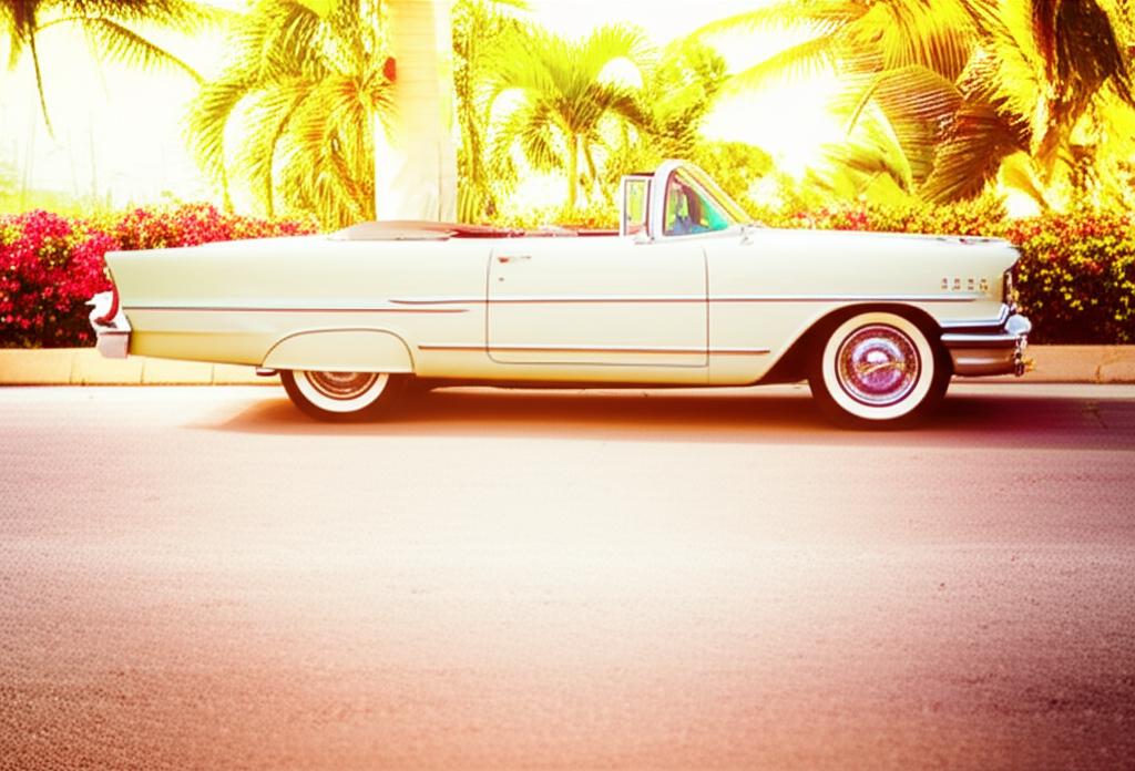 A car parked under bright tropical sun with heat haze visible