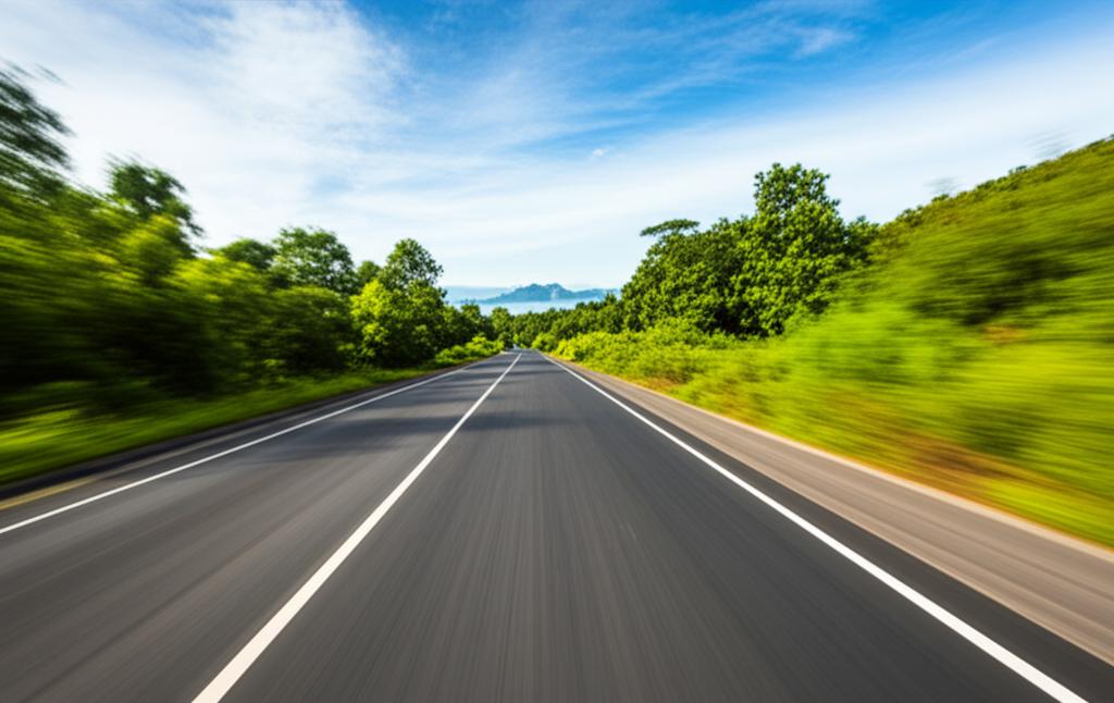 Car driving on a scenic Thai road