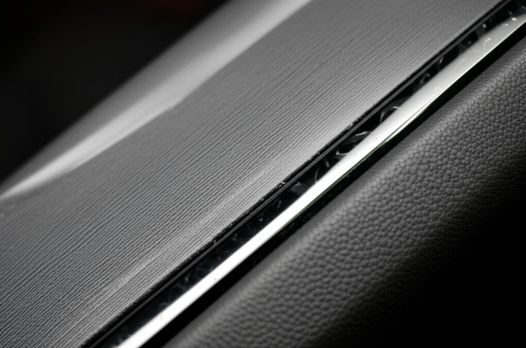 Close-up of a car panel being wrapped with clear protective film