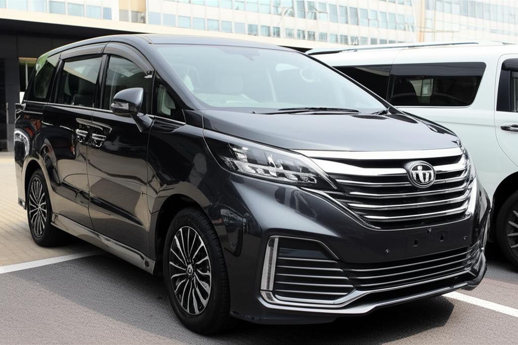 Shiny, well-protected MPV parked outdoors looking new