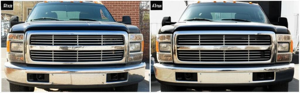 Before and after image of a truck